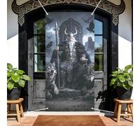 arricraft 1pc Viking Warriors Polyester Porte-à-Porte, 72,83"x35,43" Lycans Corbeaux Zeus Motif Arrière-plan Bannière Porte Photographe Pour Partie Porche Décoration Maison Accessoires