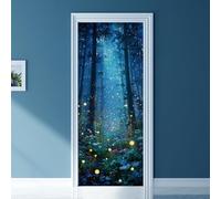 arricraft 2 autocollant de Porte 31.5"X78.7" autocollant Mural 3D Motif Lucioles et Forêt pour Porte en PVC Amovible Décoration pour Chambre Salon Maison