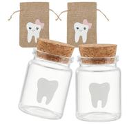 arricraft 2 ensemble de Sacs de Fée des Dents avec 2 petites Bouteilles en Verre Boîte à Dents de Bébé Boîte à Souvenirs pour Dents Perdues pour Enfants et Filles