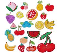 arricraft 20 Pcs Fruit Fer Sur Patches 20 Styles Cerise Citron Ananas Pastèque Banane Fraise Pomme Brodé pour Vêtements DIY Vêtements Décoration Patchs