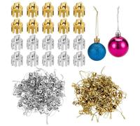 arricraft 200 pcs Cintres de Noël Casquettes 2 Couleur 75mm Colonne de Noël Remplacement Ornement Cintres Capuchons Or Argent Ornement Rond en Plastique Capuchons pour Arbre de Noël Porcelaine
