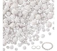 arricraft 200 pièces de Perles D'Argile Strass Boule Disco Pavée Blanche 5 taille Perles en Argile Perles Rondes en Cristal Breloques pour la Fabrication de Colliers Bijoux à Bricoler