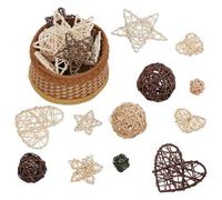 arricraft 23 pièces Boules de Rattan en sierre, Couleurs Mixtes Boules décoratives de cœur étoile Ronde pour Les Bols de pièce Centrale Orbes remplisseurs de Vase Arbre de Noël fête de Mariage