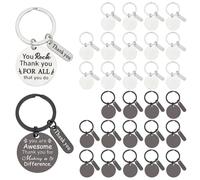 arricraft 30 porte Clés en Métal Gravable 2 couleurs Plaques D'Identité Rondes Argentées et Noires en Acier Inoxydable avec Porte Clés pour Gravure Laser Décorative DIY