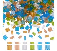 arricraft 300 pièce de Perles de Rocaille en Verre à 2 trous, Perles Tila Givrées 6 couleur, Perles Carrées Plates Rectangulaires, Mini Perles en Verre Japonais pour la Fabrication