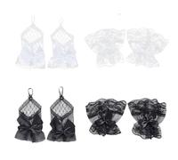 arricraft 4 paires de gants en polyester sans doigt fleur arc, femmes florales dentelle arc avant court poignet manchette poignet gants de bal de mariée pour la fête du costume de bal d'été