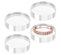 arricraft 4 Pcs Bureau plat rond acrylique piédestaux d'affichage, 4" x 4" x 1" clair poli bijoux stand stand de présentation base pour bijoux parfum bague gâteau