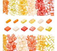 arricraft 420 PCS 12 Perle en verre à deux trous, 2 trous rectangulaire orange petit verre carrelage perles en vrac pour bricolage boucles d'oreilles bracelet collier faire des bijoux