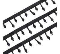arricraft 4M (4.37 Yards) Garniture de Gland Perlée en Forme de Larme Noire Pompon en Perles Acryliques Irrégulières pour Bricolage Couture Artisanat Vêtements Décoration de Rideaux pour la Maison