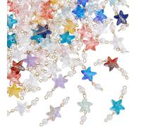 arricraft 50 Pcs verre transparent étoile de mer perle pendentif connecteurs, mélangé gradient couleur étoile de mer perles charme clair mer océan animal pendentif pour collier fabrication de bijoux