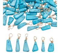 arricraft 50 pièces de Perles naturelles de pierres précieuses turquoise profonde, Perles de Pierres Précieuses Howlite Plaquées Or 18K, Breloques en Pierre Bleue Naturelle pour la Fabrication