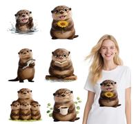 arricraft 6 feuille D'Autocollants Thermocollants Animaux de Dessin Animé Autocollants à Motifs de Loutres Mignonnes pour Personnaliser T Shirts Jeans Sacs à Dos Vêtements et Chapeaux.
