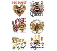arricraft 6 Feuilles de Patchs Autocollants à Repasser en Forme D'Abeille Autocollants Thermocollants à Motif de Fleurs de Hibou Bee Sweet Bee Kind Bee Loving Stickers transfert textile thermocollant