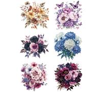 arricraft 6 transfert textile thermocollant Plastique Ensemble D'Autocollants de Film de Transfert Thermique à Motif de Fleurs Botaniques pour Bricolage T Shirt Vêtements Rideaux Décoratifs