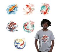 arricraft 6 Transfert Textile Thermocollant Sticker, Motif Aquarelle Style Poisson Stickers de Transfert Chaleur Autocollants Thermocollants Papier pour Repasser les Tissus