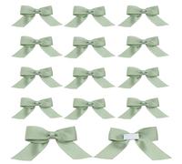 arricraft 60 nœud en Ruban de Satin Vert Sauge Nœuds Torsadés Autocollants en Polyester Pré Noués Verts en Vrac pour L'Artisanat L'Emballage Cadeau les Vacances la Décoration de Fête de Mariage