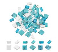arricraft 72Pcs Perles de Tila en Pierre Turquoise 6 taille 2 trous Perles de Rocaille Mini Perles Rectangulaires Mélangées Teintes et Non Teintes pour la Fabrication de Bijoux de Colliers