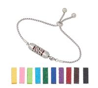 arricraft Bracelet diffuseur d'huiles essentielles, Longueur 23cm (9-1/8 "), Fleur Ouverte en Acier Inoxydable réglable Colonne Slider Bracelet pour la fête des mères et Saint Valentin Cadeaux