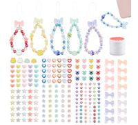 arricraft Environ 466 kit de Fabrication de Chaîne de Téléphone Perlée Assortiment de Perles Rondes en Acrylique en Forme de Cœur D'Étoile de Fleur avec Fil en Nylon Breloques pour Téléphone