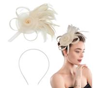 arricraft Femmes Chapeaux de bande-tête de fête de thé, plumes de maille de fleur de cocktail de champagne avec bande-cheveux et clip chapeaux de fascinateurs pour les femmes