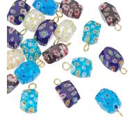 arricraft Lot de 20 pendentifs colorés en verre soufflé Millefiori faits à la main avec apprêts en fer pour boucles d'oreilles, bracelets, colliers, loisirs créatifs
