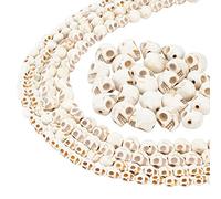 arricraft Lot de 200 perles synthétiques en forme de tête de mort pour la fabrication de bijoux d'Halloween Blanc crème 3 tailles