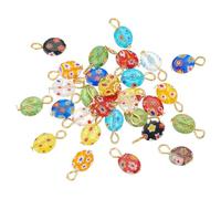 arricraft Lot de 30 breloques en verre Millefiori de 15 mm colorées et rondes pour loisirs créatifs, colliers, bracelets, boucles d'oreilles, fabrication de bijoux
