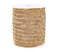 arricraft Ruban Scintillant Simple Face de 50 m (45.72 m), Ruban à Paillettes Métalliques en Verge D'Or Foncé de 9.5mm de Large, Garniture en Velours, Rouleau de Ruban en Nylon et Polyester