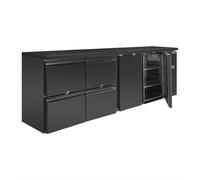 Arrière-bar 2 portes battantes & 4 tiroirs 698 Litres noir, 440 W, 220 V - MONO