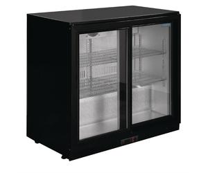 Arrière-bar deux portes coulissantes Polar série G noir GL010 - 198L - 2°C à 8°C