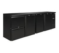 Arrière-bar Réfrigéré 2 Grands Tiroirs et 3 Portes - Polar - R600a - Acier peint noir3698Pleine/battante 2542x513x860mm NC G