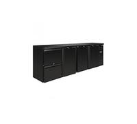 Refrigerateur bar Polar Arrière-bar Réfrigéré 2 Grands Tiroirs et 3 Portes - - R600a - Acier peint noir3698Pleine/battante 2542x513x860mm