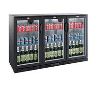 Arrière Bar Réfrigéré Noir 3 Portes Vitrées - 330 Litres - Combisteel - R600a - 3330Vitrée/battante 1350x520x900mm