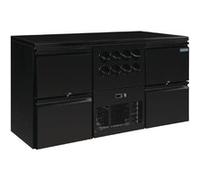 Arrière-Bar Réfrigéré 380L 4 Tiroirs et Rafraichisseur à Vin - Polar - R290 - Acier peint noir380 1668x570x860mm NC G