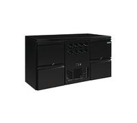Arrière-Bar Réfrigéré 380L 4 Tiroirs et Rafraichisseur à Vin - Polar - R290 - Acier peint noir380 1668x570x860mm NC
