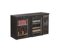 Arrière bar réfrigéré noir 2 portes en verre -