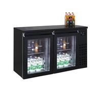Arrière bar réfrigéré noir 2 portes en verre -