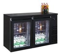 Arrière bar réfrigéré noir 2 portes en verre -
