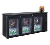 Arrière bar réfrigéré noir 3 portes en verre -