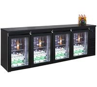 Arrière bar réfrigéré noir 4 portes en verre -