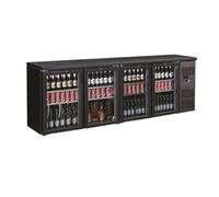 Arrière bar réfrigéré noir 4 portes en verre -
