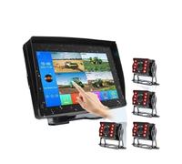 Arrière Caméra 9 Pouces IPS 4CH Étanche Angle Mort BSD Alarme DVR Enregistreur Moniteur AHD 1080P Caméra pour Chariot Élévateur Pelle Véhicule Agricole Caméra Recul(128GB,Monitor add 4Cam)