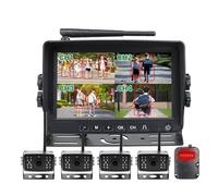 Arrière Caméra AHD - Radar d'angle Mort sans Fil 7 Pouces, Alarme BSD, Enregistrement DVR, Écran Partagé, Moniteur IPS, WiFi, Caméra IR pour Voiture, Camion, Bus Caméra Recul(128G,Speaker add 1 cam)