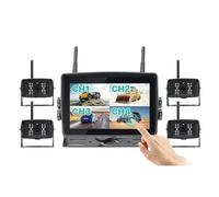 Arrière Caméra Écran Tactile sans Fil 7 ''AHD Enregistrement DVR Numérique Caméra Recul À Vision Nocturne IR Moniteur WiFi 4CH pour Camion Remorque Bus RV Caméra Recul(128G,Add 4 Camera)