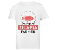 Arrière-Cour Tilapia Fermier Poisson Agriculture T-Shirt Blanc À Manches Courtes pour Homme, Régulier
