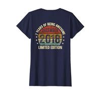 (arrière) Décembre Anniversaire 2018 Édition limitée Vintage 7ème T-Shirt, Femme, Bleu Marine, S