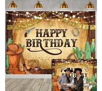 Arrière Plan d'Anniversaire Cowboy Western Rodéo - Maison en Bois Grange Photographie Campagne Sauvage pour Bébé Douche Décor