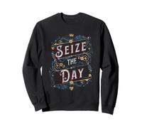 Arrière-Plan de Motivation Typographie Vintage saisissez Le Jour Sweatshirt