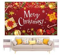 Arrière-plan photo de Noël - Grande bannière rouge et verte, décoration de Noël pailletée de 6 x 3,6 pieds | Décoration murale de joyeux Noël, ensemble de scènes de flocons de neige, accessoires de