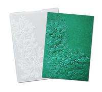 arriettycraft Dossiers de gaufrage 3D en plastique avec feuilles de houx de Noël pour la fabrication de cartes 3D Evergreen Holly Corner Embossing Dossier pour étiquettes cadeaux, papier artisanat,